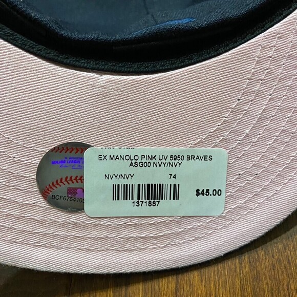 Hat Club Exclusive New Era 59FIFTY Manolo Atlanta Braves Pink UV 7 1/2 PTCPP - Picture 3 of 6